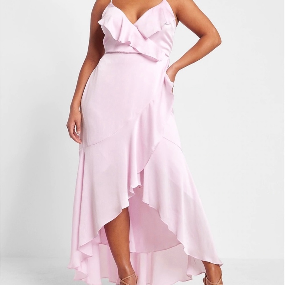 Express, pink ruffle dress